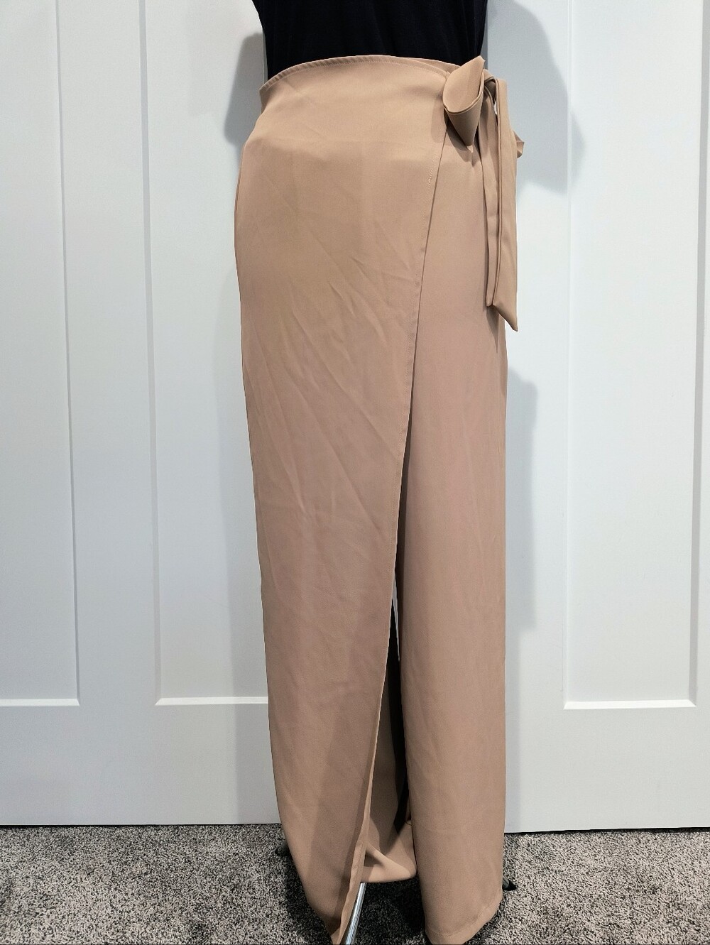 HALARA Beige/Taupe Flare Wrap Pants - Picture 2 of 10